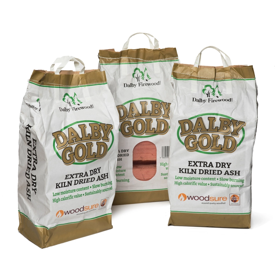 Dalby Gold ash logs 3 handy bags parcel delivery in waterproof paper bags